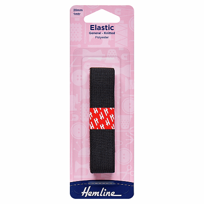 H621.20 General Purpose Knitted Elastic: 1m x 20mm: Black ..